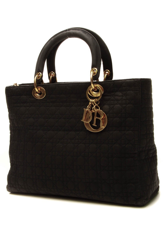 Vintage Cannage Large Lady Dior Bag - Black