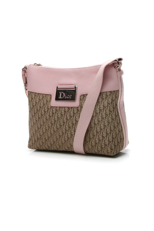 Street Chic Messenger Bag - Beige/Pink