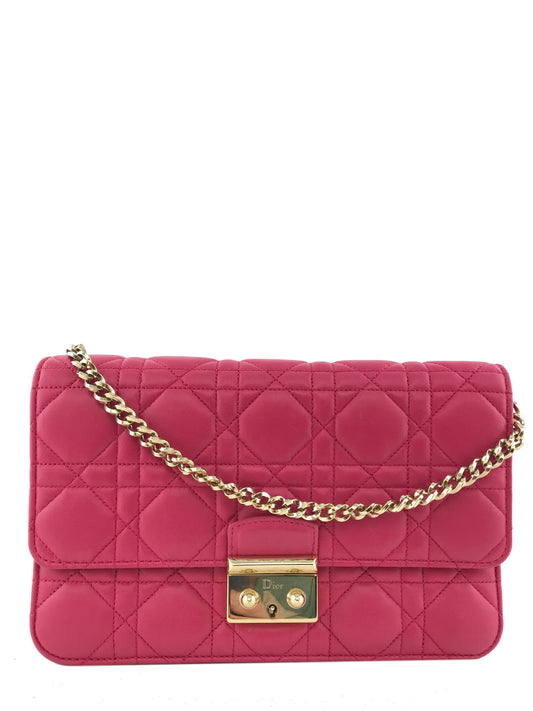 Christian Dior Cannage Quilted Leather Wallet-On-Chain Bag