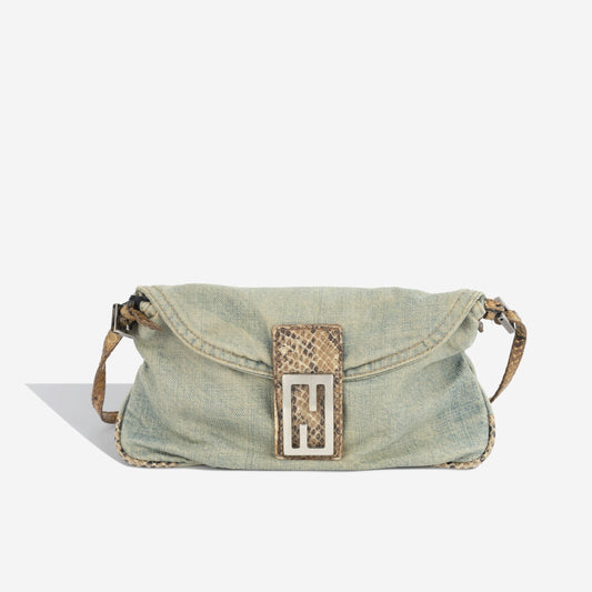 Baguette Bag - Denim and Python