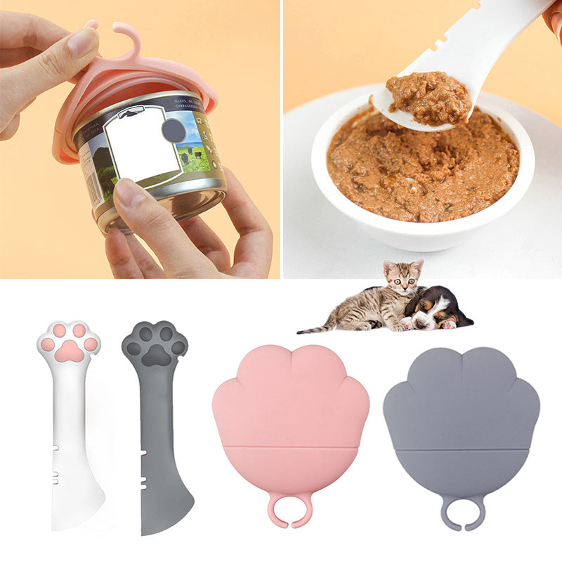 Multifunction Pet Canned Spoon Jar Opener Puppy Feeding Mixing Wet Dry Scoop